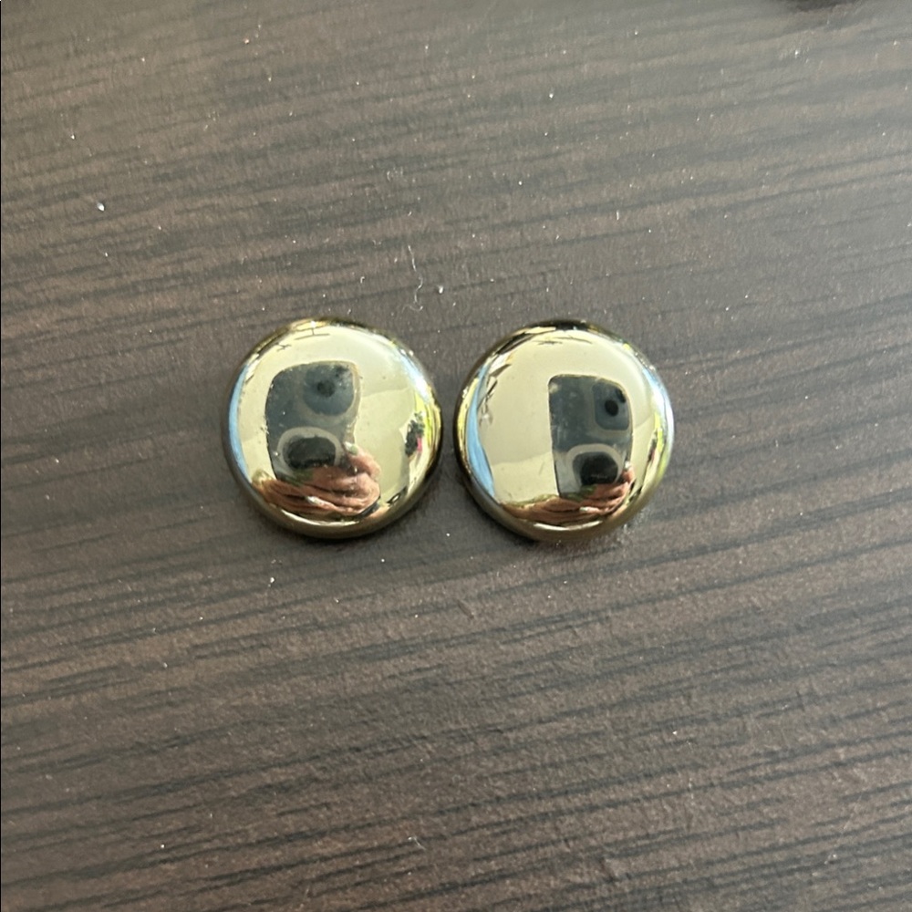 Vintage Round Shiny Silver tone Metal Clip-On Earrings